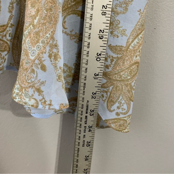 Ecote blue sleeveless spaghetti strap asymmetrical paisley blouse.‎ Size XL - Picture 9 of 12